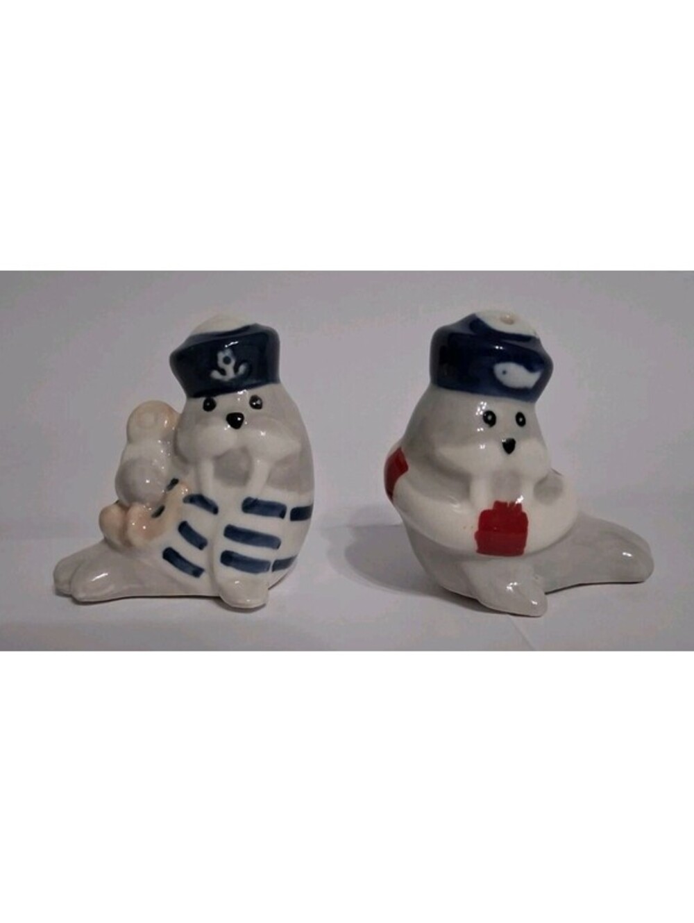 Gray Walrus Sailor Salt And Pepper Shakers,  Small, NWOT